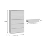 Cassettiera 5 cassetti colore bianco opaco  77.2x42.2x128H Morgan