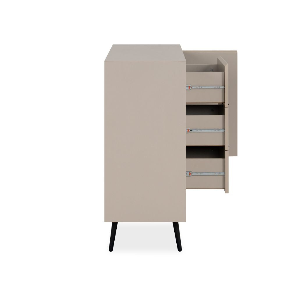 Madia con 2 ante e 3 cassetti colore sabbia e particolari neri 135x90H cm - Borgo