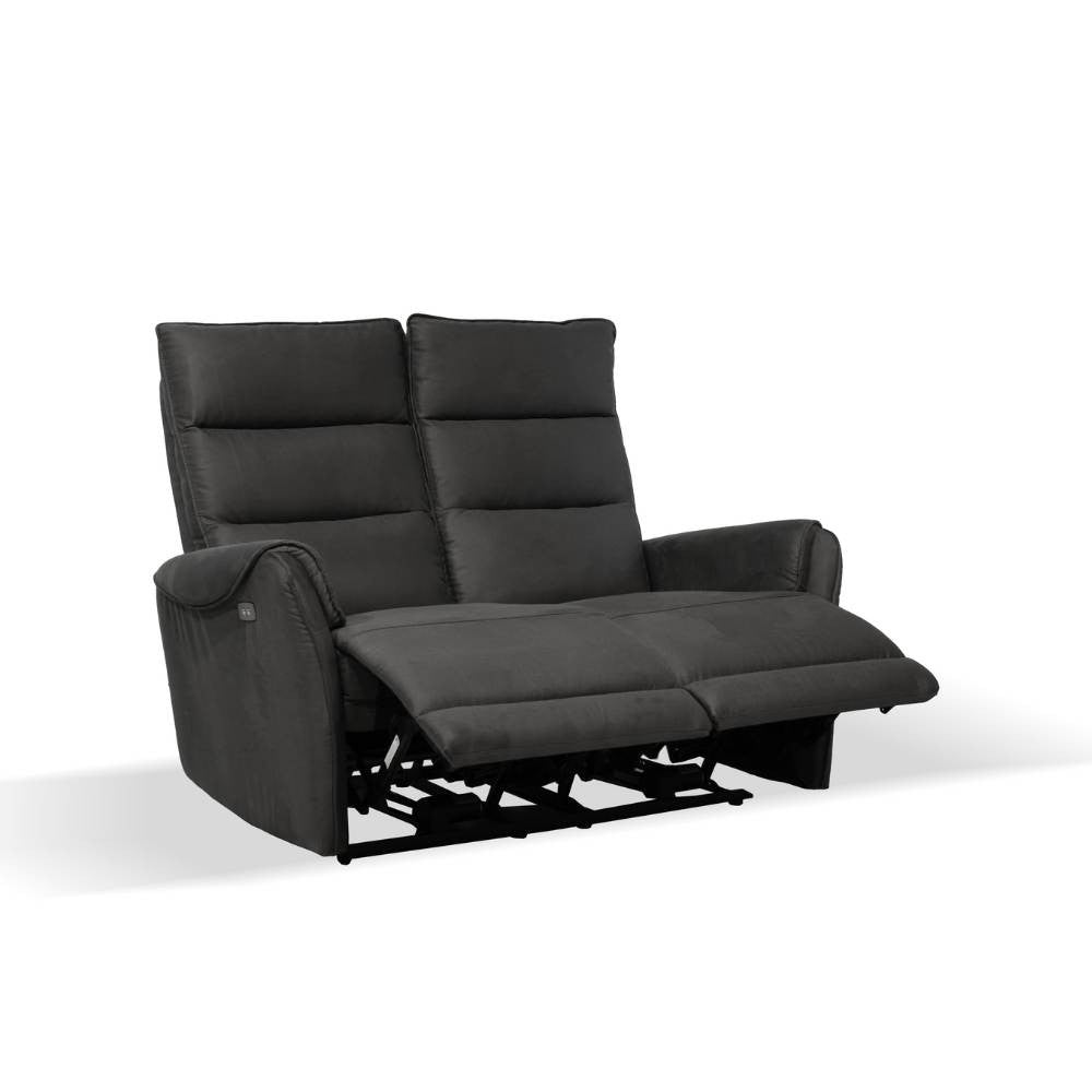 2-Sitzer-Sofa mit 2 elektrischen Relaxfunktionen in Nubuk-Optik Grau – Thun