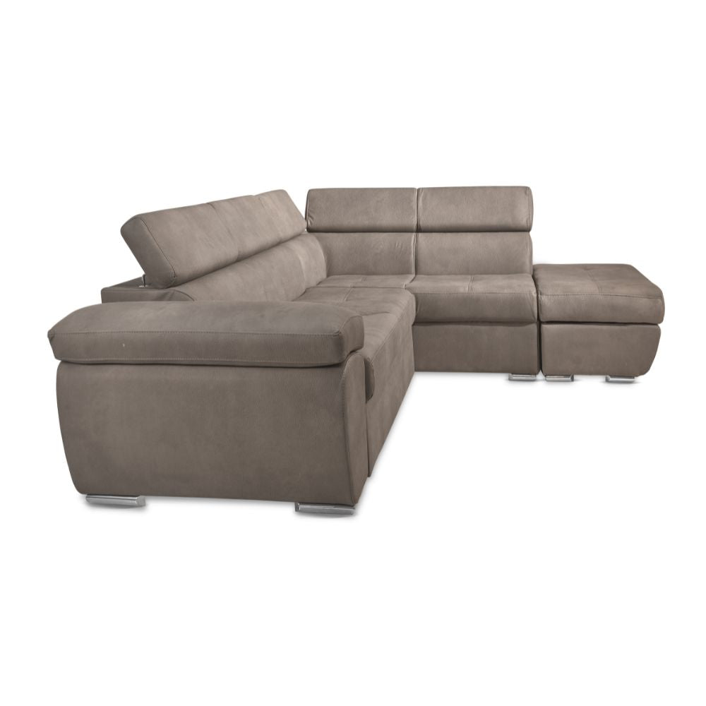 Divano letto angolare con penisola destra colore grigio elephant - Fiona