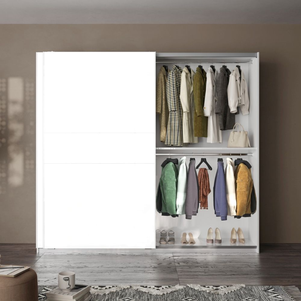 Armadio due ante scorrevoli bianco opaco Swing - 257x55x230H
