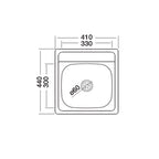 Lavello cucina incasso monovasca SA179 inox 41x44x15H Samet