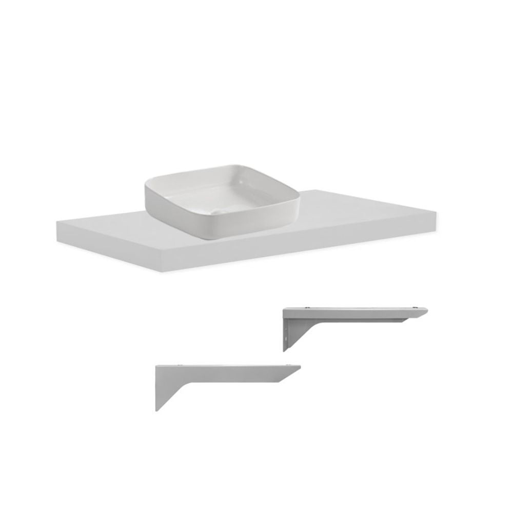 Badezimmerkonsole, weiß, 100x47 cm, mit Aufsatzwaschbecken
