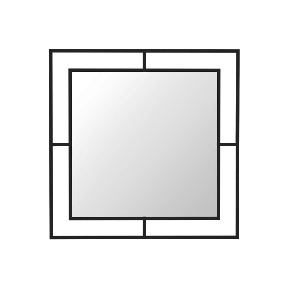 Miroir carré 58x58 cm avec double cadre en métal couleur noir - Corner