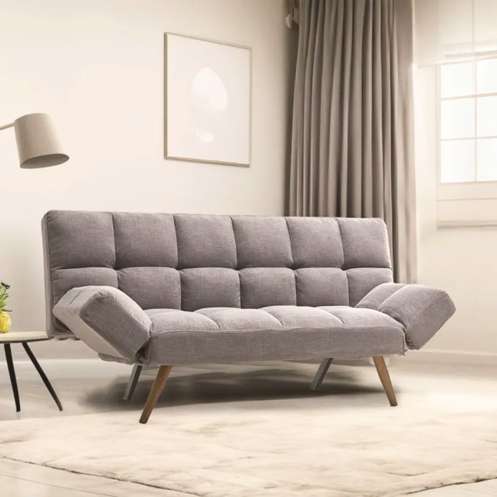 Canapé convertible avec accoudoirs inclinables gris 181 cm - Dube
