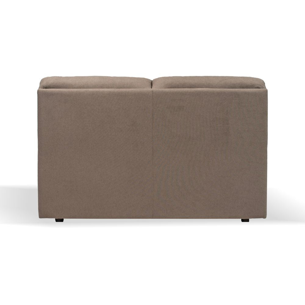 Canapé fixe 2 places avec pieds carrés en tissu coloris tourterelle - Alenda