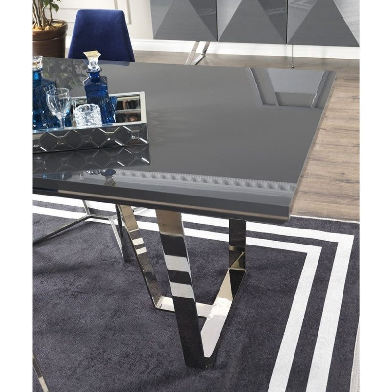 Moderner Tisch Hochglanzlack Grau 185x95 cm - Enzio