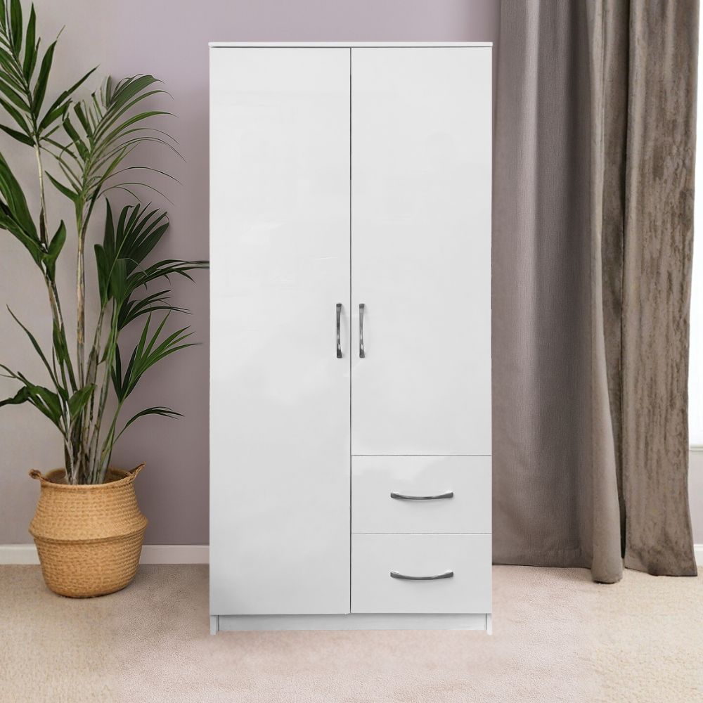 Armadio multiuso 2 ante e 2 cassetti 76x50x180H colore bianco Niceville