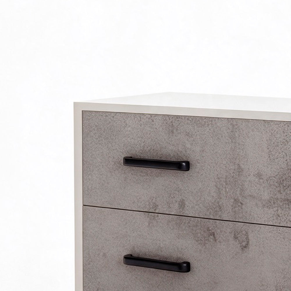 Comò con 3 cassetti colore bianco frassinato e cemento 91x81H cm