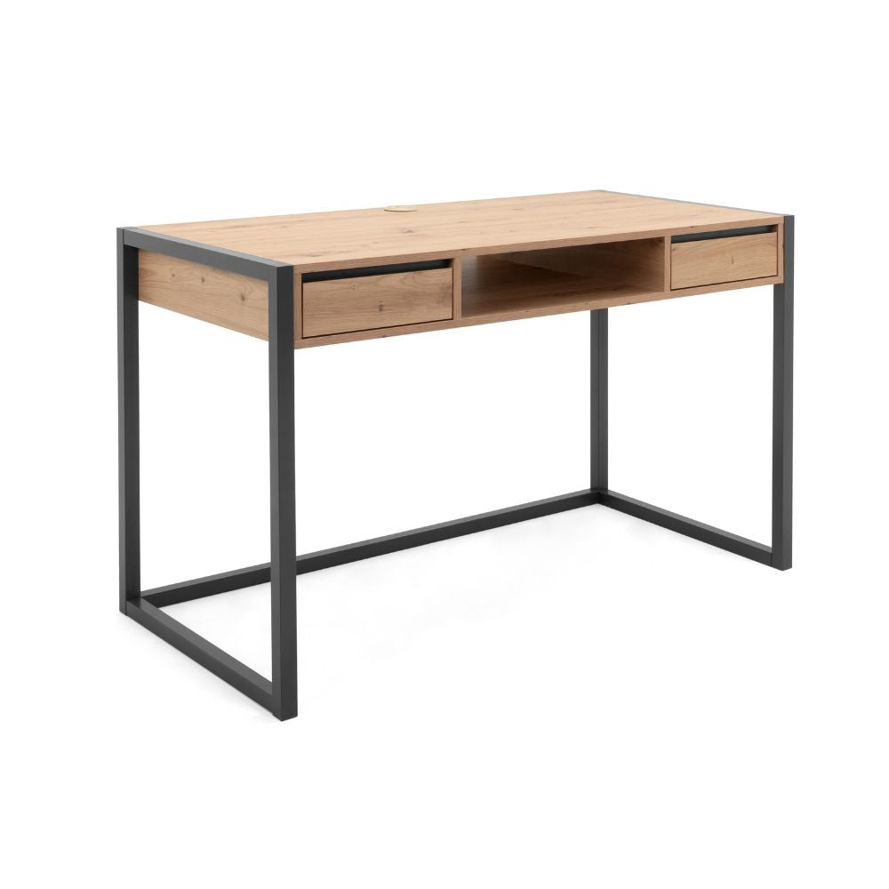 Bureau 120x75H cm coloris chêne et anthracite - Denver 30