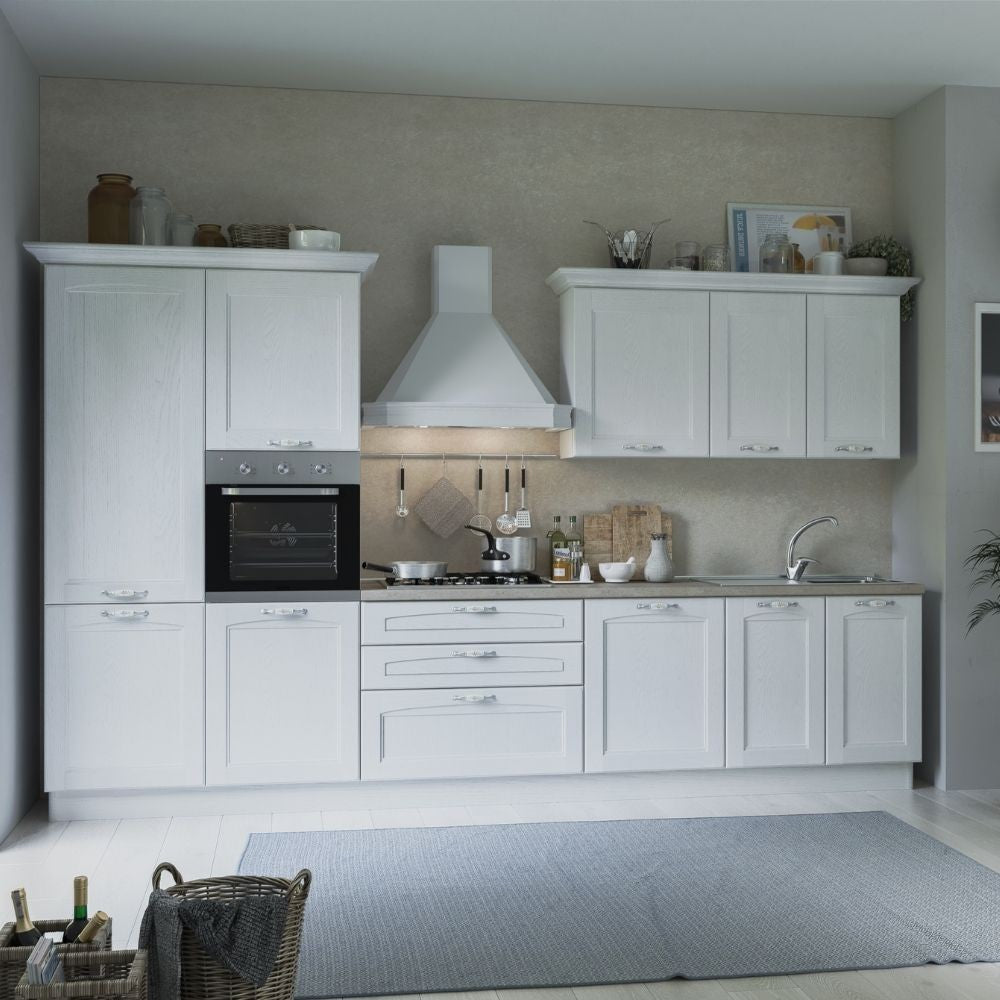 Cucina completa colore bianca con top ceramica 360 cm sinistra - Sara Alma