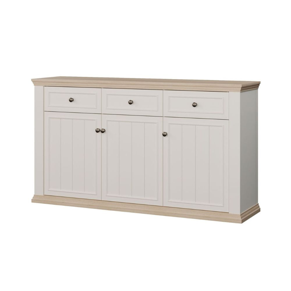 PNTK232-Q214 BUFFET ESSENZA AVEC 3 TIROIRS ET 3 PORTES COULEUR BLANC ET CHÊNE