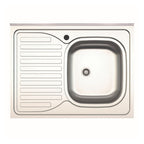 Lavello cucina da appoggio una vasca con gocciolatoio sinistro 80x60 cm - Samet SA30SX