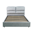 Letto matrimoniale con contenitore in tessuto colore grigio chiaro - Sofaback