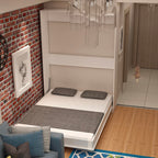 Lit double escamotable blanc 164x221H cm - Primer