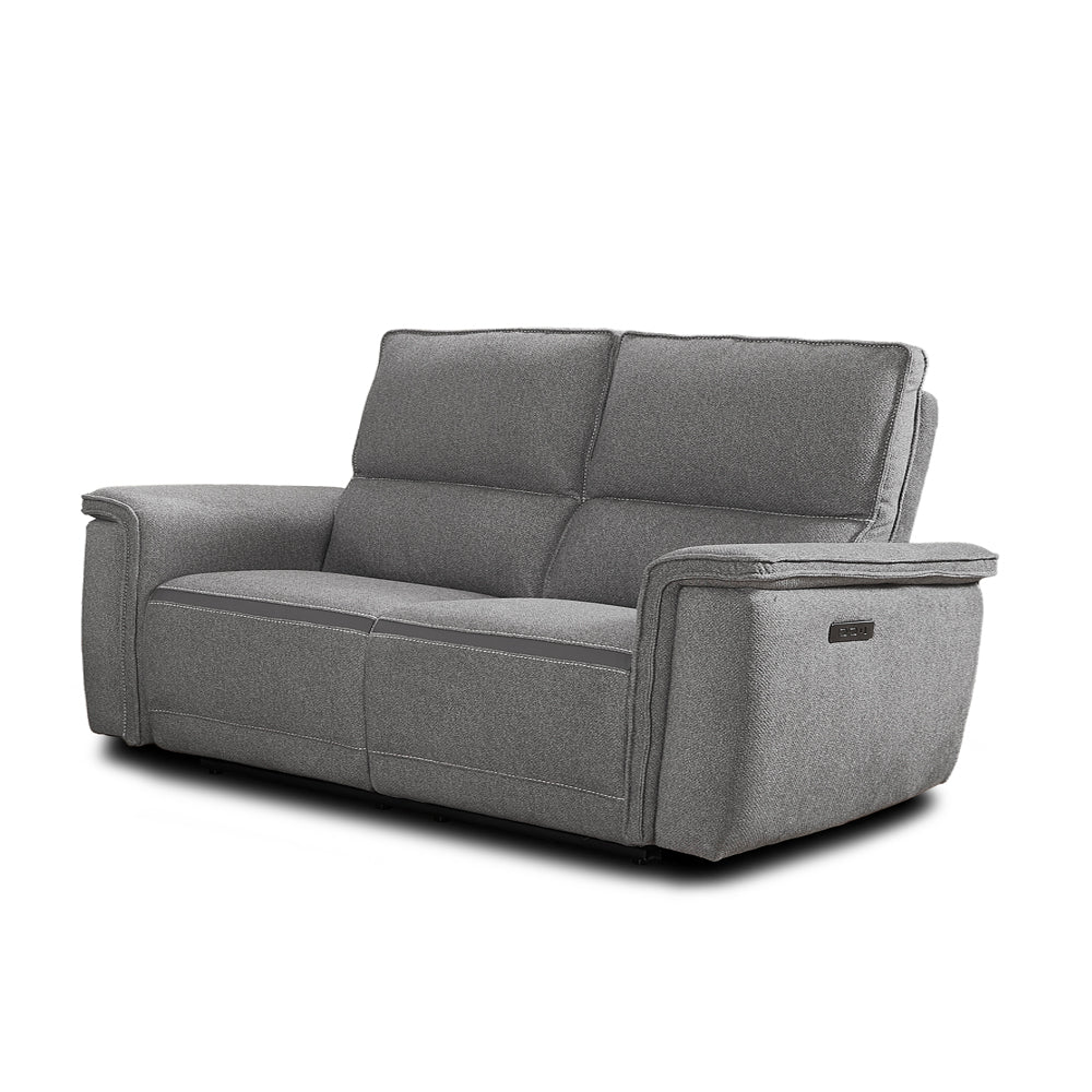 Divano recliner elettrico 3 posti tessuto grigio 205 cm Velveta