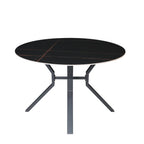 Tavolo rotondo Ø120 con piano in ceramica nero opaco e struttura nera Aurora