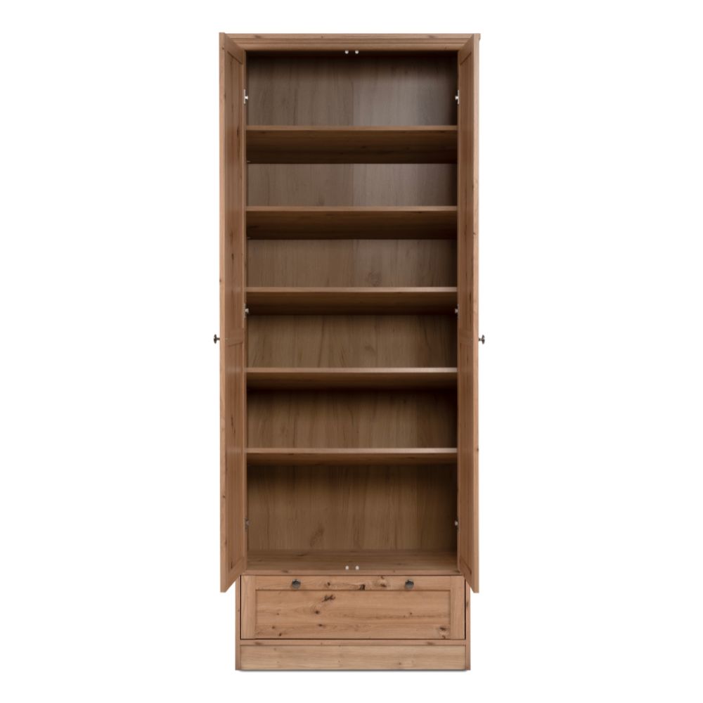 Armadio con 2 ante e cassetto colore rovere anticato 80x200H cm - Tiberio