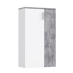 Mobile multiuso scarpiera 2 ante con 5 ripiani colore bianco e cemento 69x34x120H Lucio