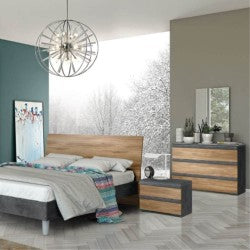 Comò 3 cassetti colore antracite e noce dark Borghese