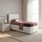 Letto singolo contenitore ecopelle colore bianco - Ascoli