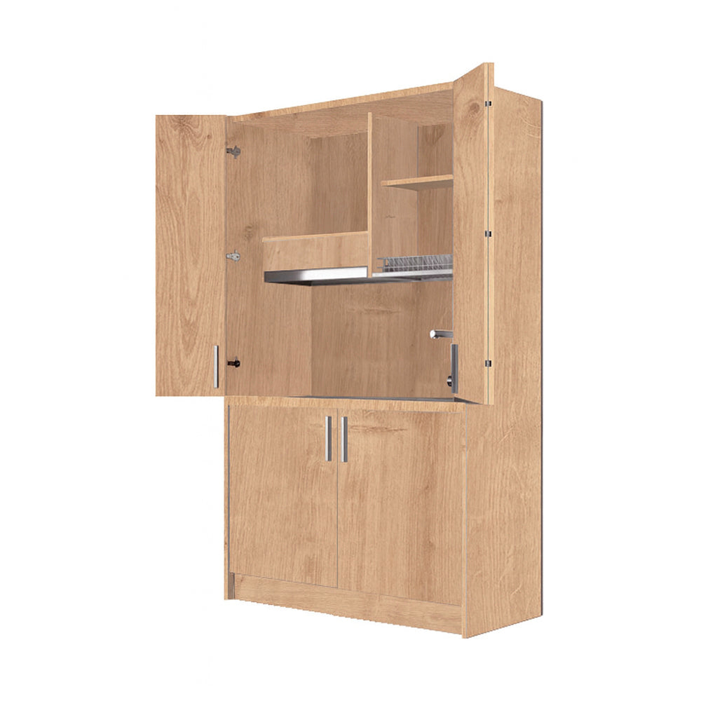 Cuisine escamotable compacte avec électroménager couleur chêne 125x62x208H - Fold Evolution