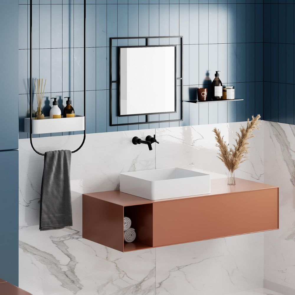 Miroir carré 58x58 cm avec double cadre en métal couleur noir - Corner