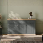 PNTK232-Q243 SIDEBOARD ESSENZA MIT 3 SCHUBLADEN UND 3 TÜREN FARBE DUNKELGRAU UND EICHE