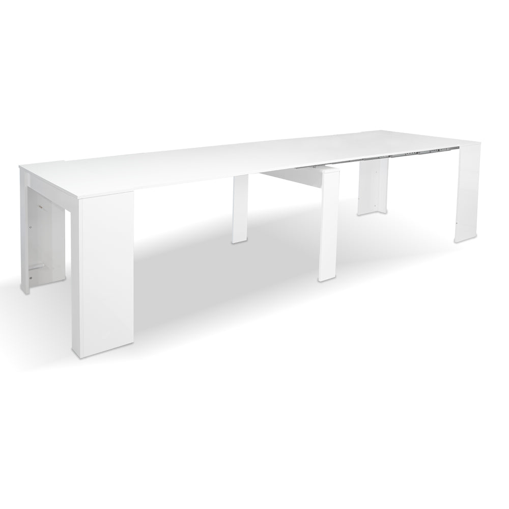 Console laquée blanche 90x50 cm extensible jusqu'à 3 mètres - Ofelia