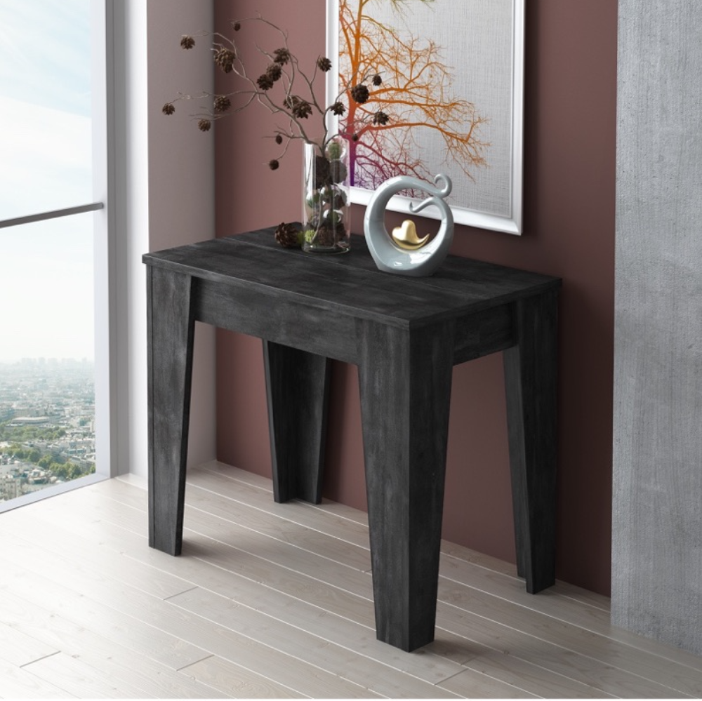 Console extensible 90x53,6x75,2H cm couleur gris ciment Petra