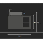 Wandhängender Badschrank mit Aufsatzwaschbecken in Kiefer weiß 92x47H cm – Bax