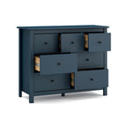 Cassettiera in legno massiccio con 7 cassetti colore blu 110x40x80H cm - Missy