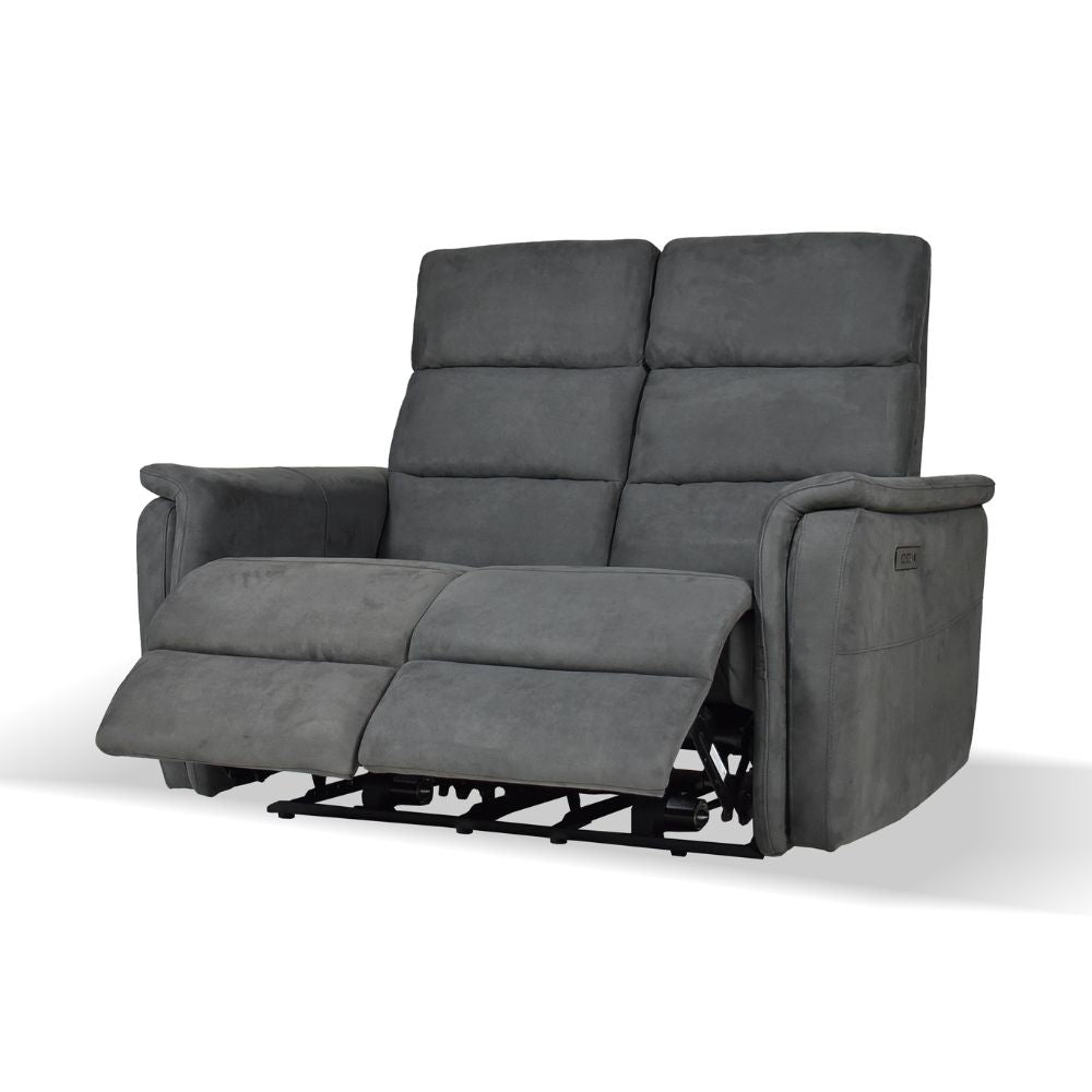 Canapé 2 places avec relax électriques en tissu gris - Faber