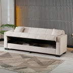 Divano letto con contenitore colore crema 213x81x83H Moon
