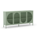 Credenza in metallo con 4 ante reticolate verde 160x40x90H cm - Tayra