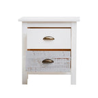 Comodino in legno massiccio colore bianco e grigio 46x35x49,5H cm - Romantica