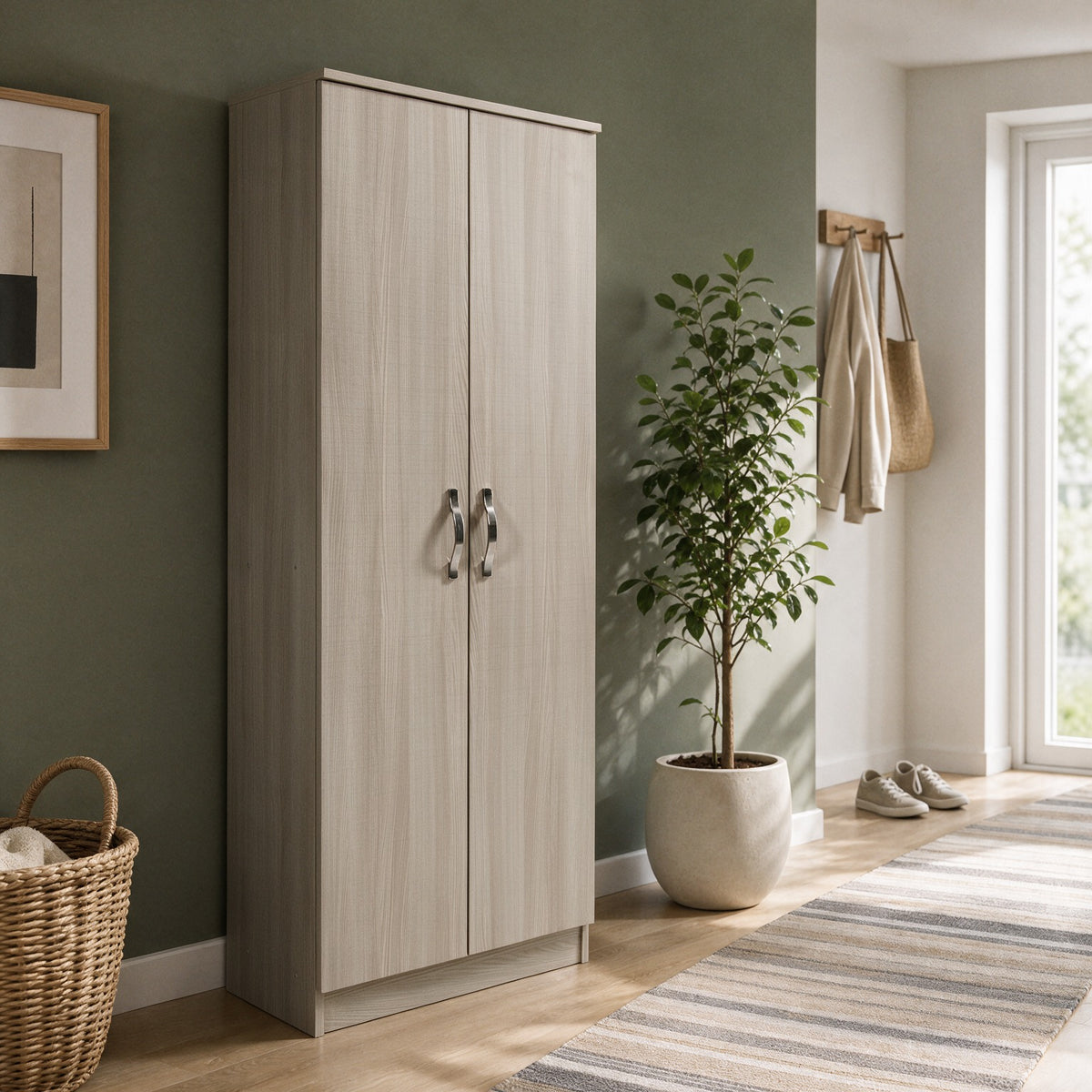 Scarpiera armadio con 2 ante e 5 ripiani colore olmo 71x182H cm - Gabriella
