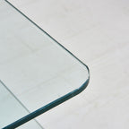 Tavolino basso in vetro temperato curvato con ruote 100x60x39H Magnolia