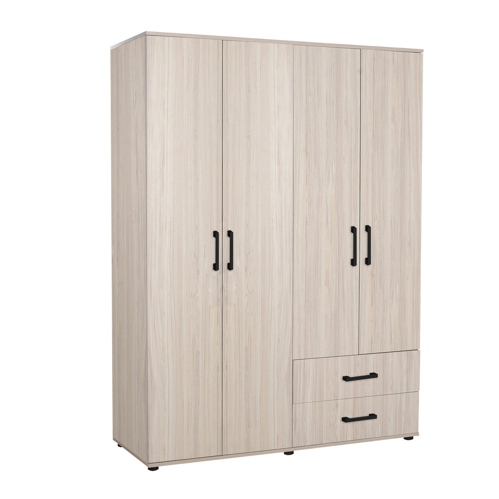 Kleiderschrank 120x170h cm mit 4 Türen und 2 Schubladen, Farbe Eiche - GRD4422023