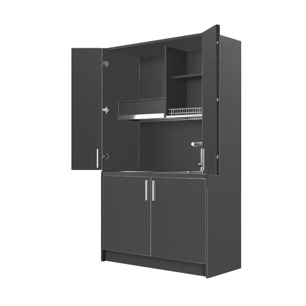 Cuisine escamotable compacte avec électroménager couleur anthracite 125x62x208H - Fold Evolution