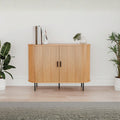 Madia con ante scorrevoli listellate colore rovere oak 120x40x80H Kajsa51a