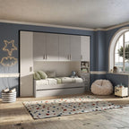 Chambre à coucher pont avec 2 lits coloris blanc mat et craie 293x5x240.5H Gilbert