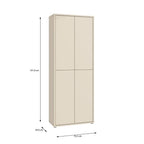 Armoire polyvalente 4 portes 74.5x35x192 coloris cachemire Medea