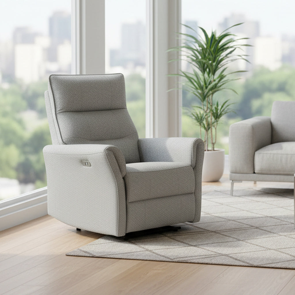 Poltrona relax recliner elettrico in tessuto grigio Softwave