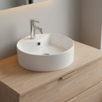 Rundes Aufsatzwaschbecken 1 Becken aus glänzend weißer Keramik 46x46 LAV618