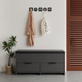 Panca scarpiera con seduta imbottita, 2 ante a ribalta e vano superiore 106 cm colore antracite Cove