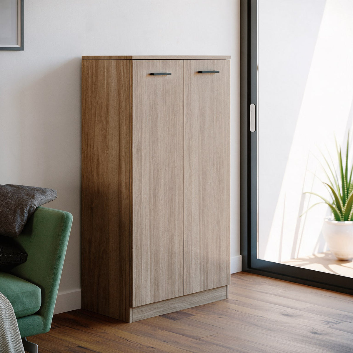 Armadio scarpiera con 2 ante e 3 ripiani colore noce naturale 71x130H cm - Gabriella