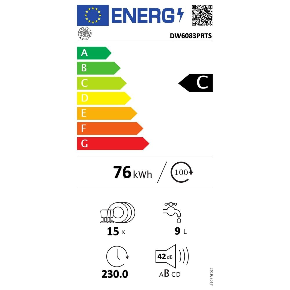 Lavastoviglie incasso totale 60 cm. 15 coperti classe C Bertazzoni DW6083PRTS