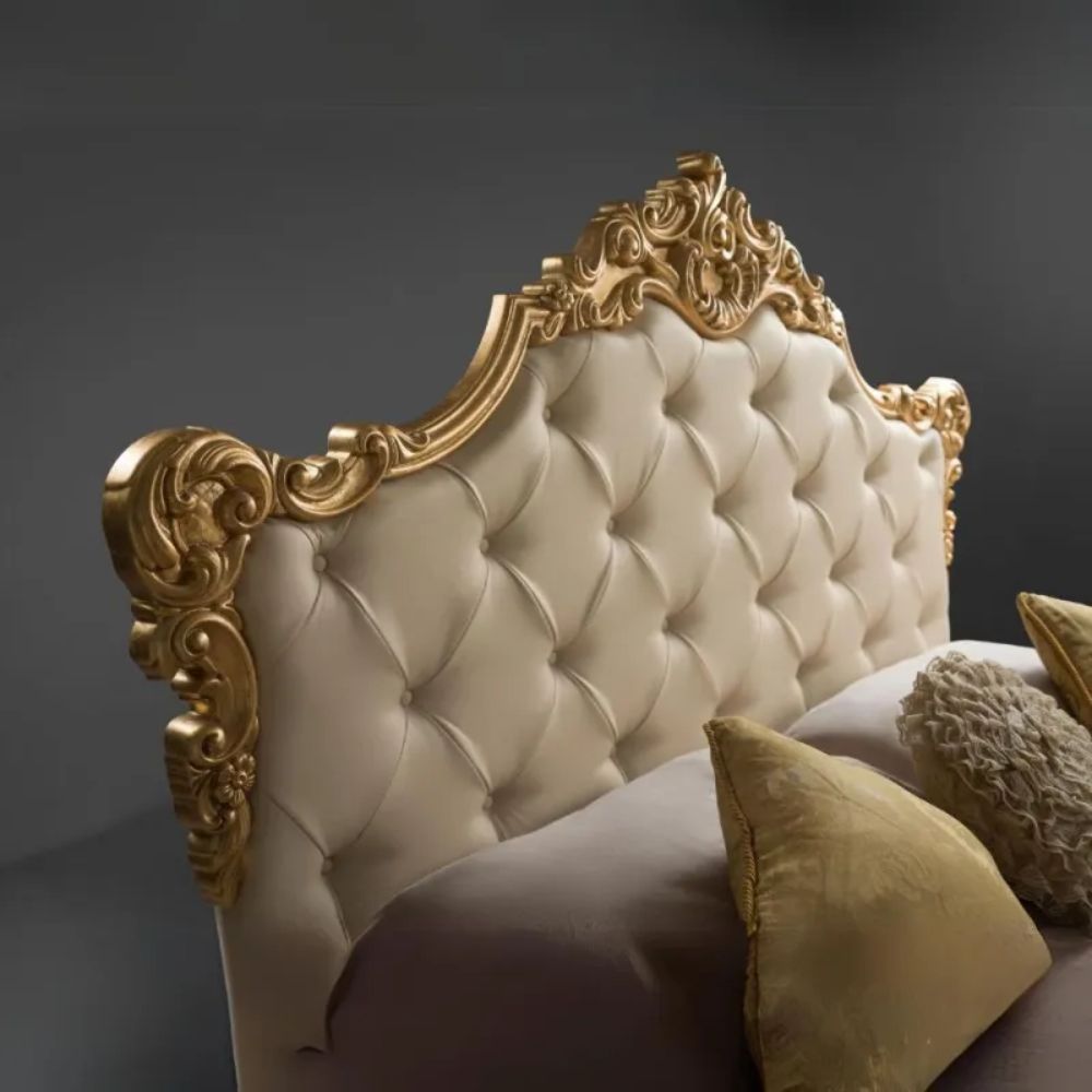 Letto matrimoniale con contenitore e testiera capitonnè colore crema - Savoia