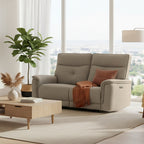 Divano recliner 2 posti elettrico in tessuto sabbia 157 cm Elysio